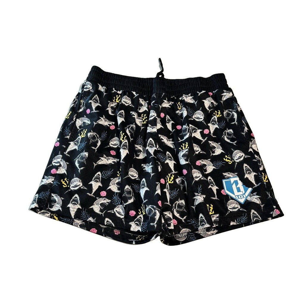 Baseball Lifestyle 101 Men Med Shorts Shark Reef Drawstring Mesh Stretch Lined